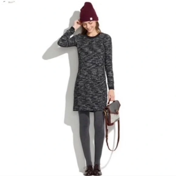 Madewell Marled Charcoal Gray Sweatshirt Dress Long Sleeve Sz M - Picture 12 of 12